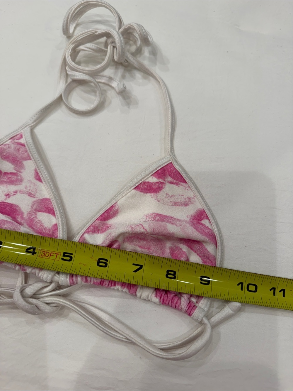 Frankie's Bikinis Pink and White Triangle Bikini Top - Picture 3 of 3
